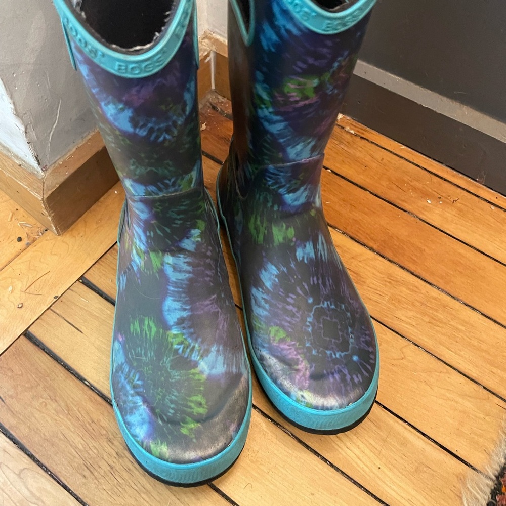 Bogs Big Kids Youth Tie-Dye Pull On Rain Boot Size 5